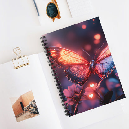 Spiral Notebook - Radiant Butterfly and Purple Flowers