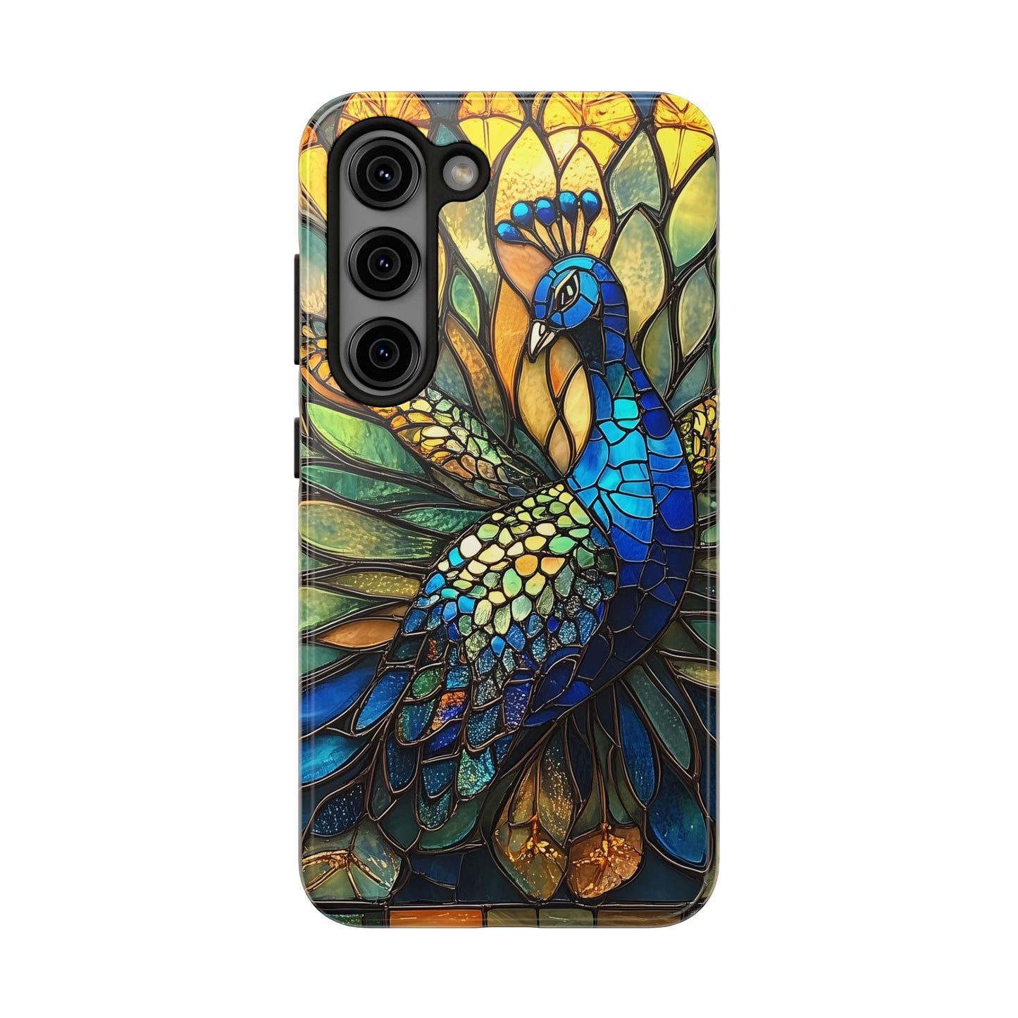 Phone Case - kaleidoscope-Inspired Stained Glass Peacock design