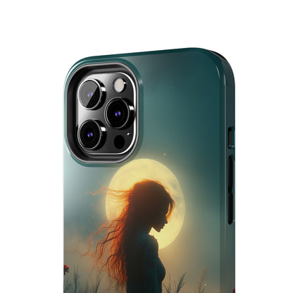 Phone Case - Mysterious Lady in Field of Wild Flowers under a glowing moon