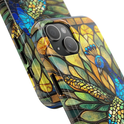 Phone Case - kaleidoscope-Inspired Stained Glass Peacock design