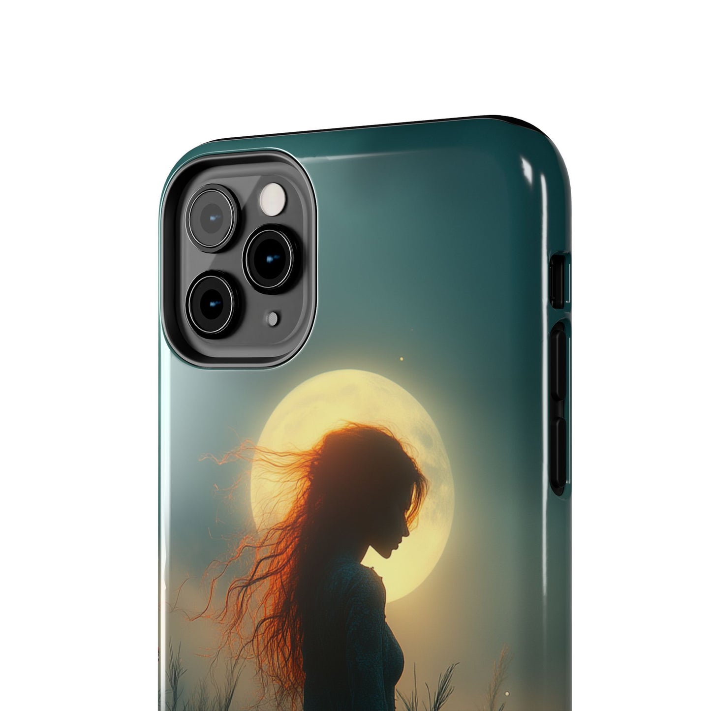 Phone Case - Mysterious Lady in Field of Wild Flowers under a glowing moon