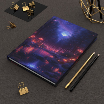 Hardcover Journal Neon Forest Night Adventure