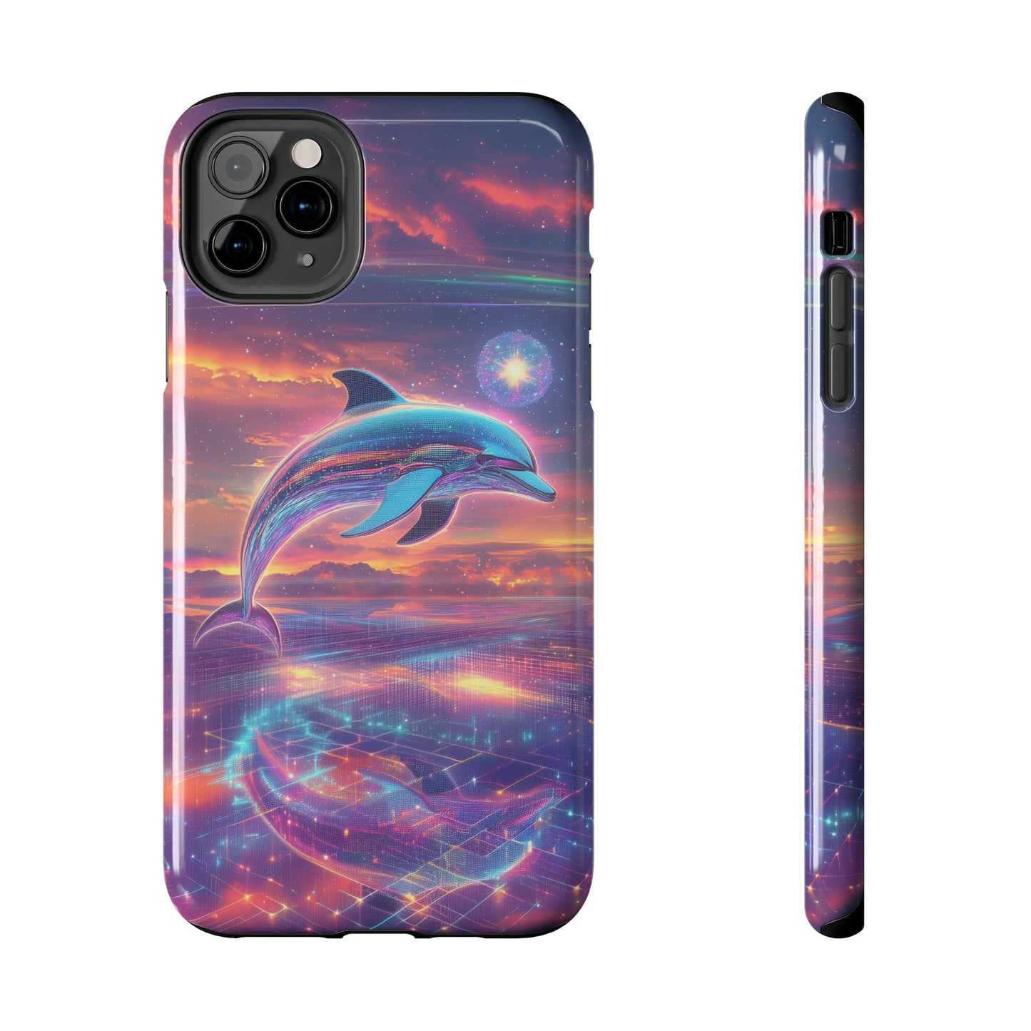 Phone Case - Y2K Chrome Dolphin Design