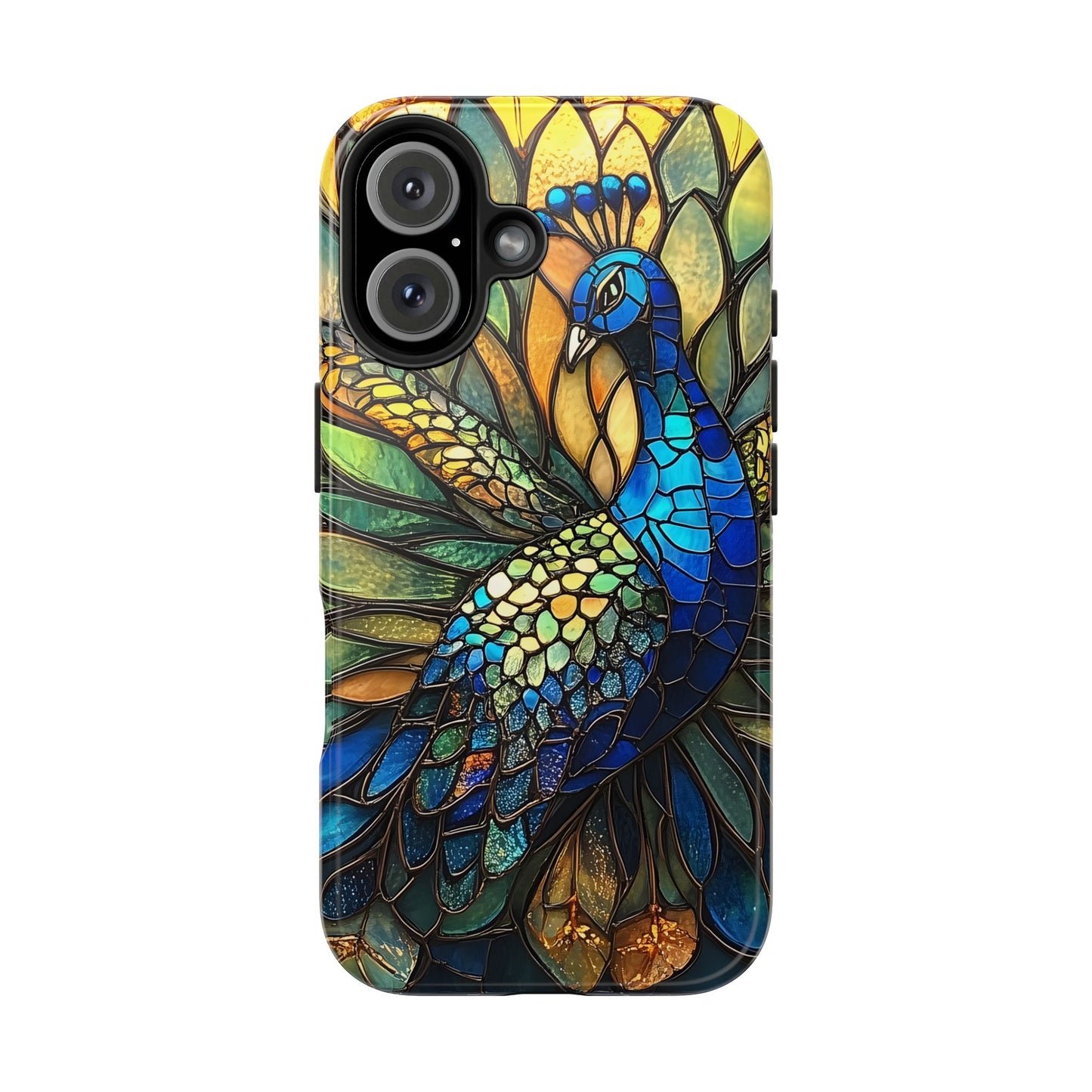 Phone Case - kaleidoscope-Inspired Stained Glass Peacock design