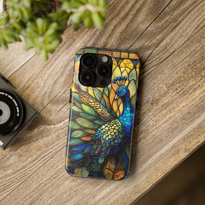 Phone Case - kaleidoscope-Inspired Stained Glass Peacock design