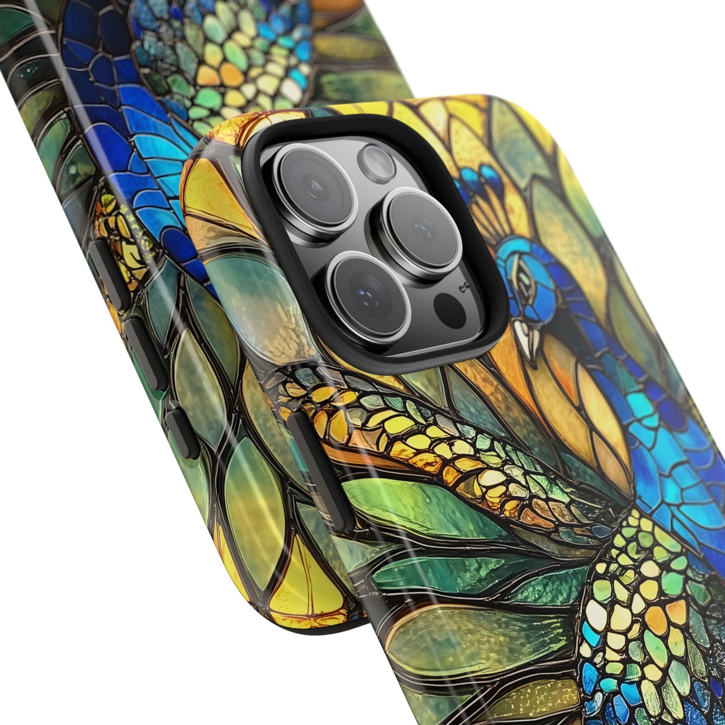 Phone Case - kaleidoscope-Inspired Stained Glass Peacock design