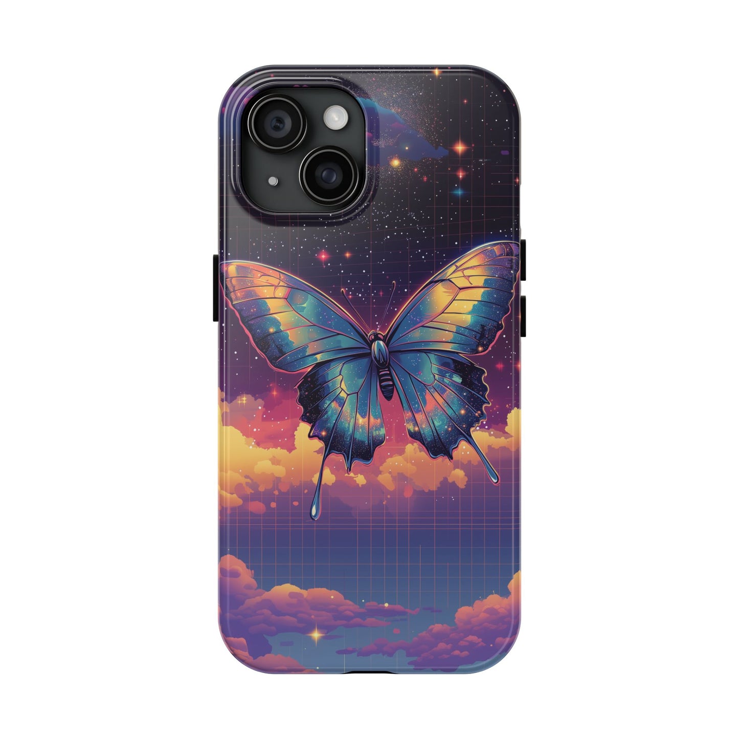 Phone Case - Y2K-Inspired Chrome Butterfly Design