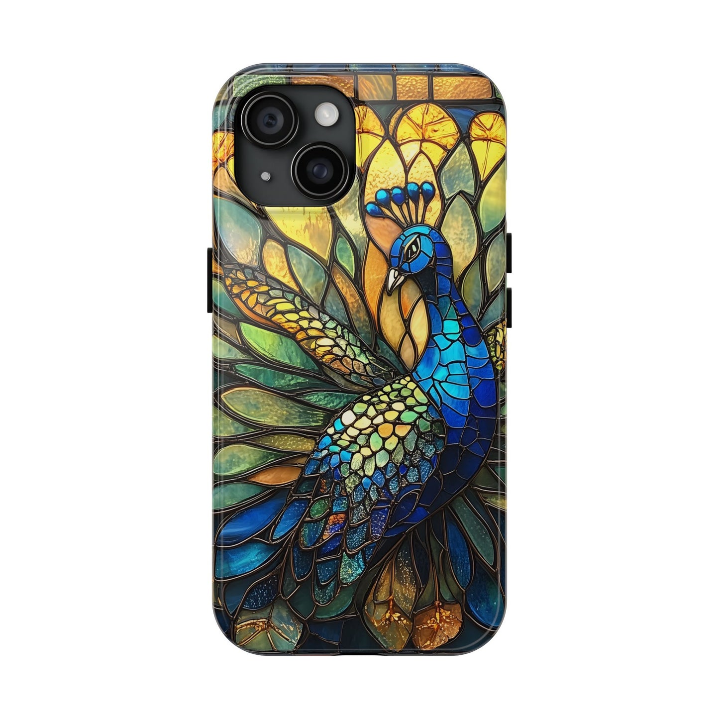 Phone Case - kaleidoscope-Inspired Stained Glass Peacock design