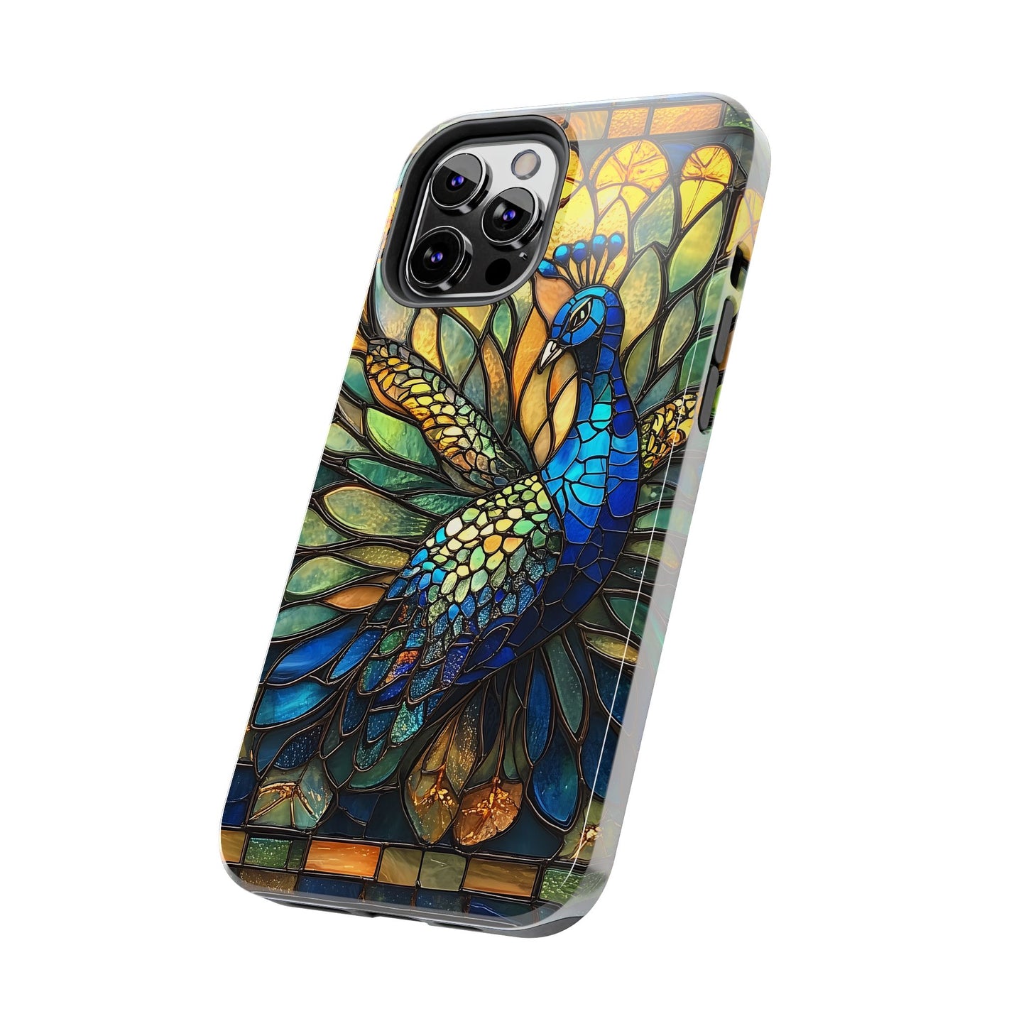 Phone Case - kaleidoscope-Inspired Stained Glass Peacock design