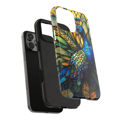 Phone Case - kaleidoscope-Inspired Stained Glass Peacock design