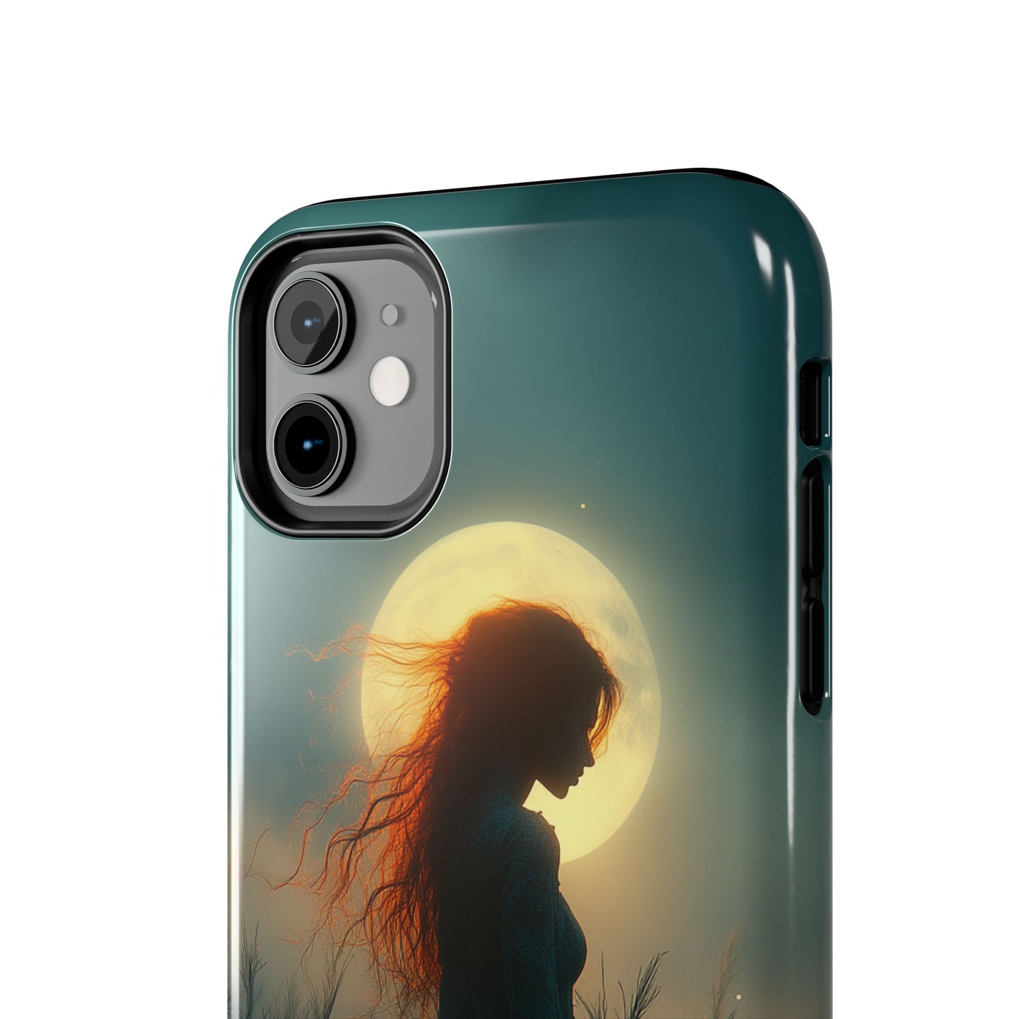 Phone Case - Mysterious Lady in Field of Wild Flowers under a glowing moon