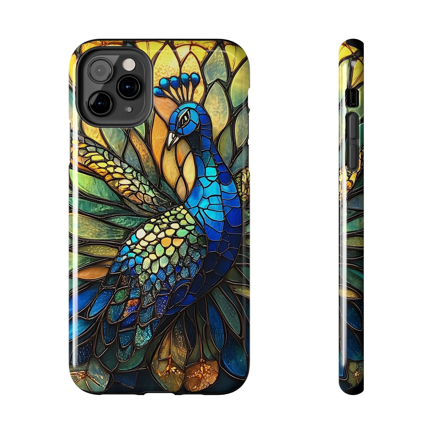 Phone Case - kaleidoscope-Inspired Stained Glass Peacock design