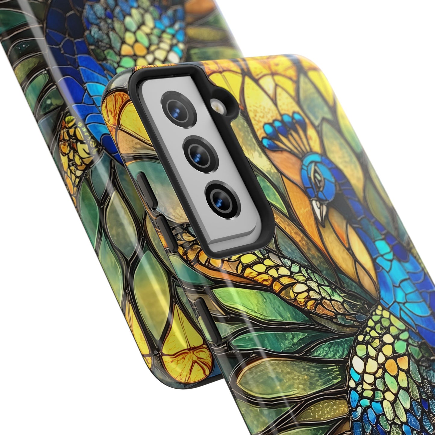 Phone Case - kaleidoscope-Inspired Stained Glass Peacock design