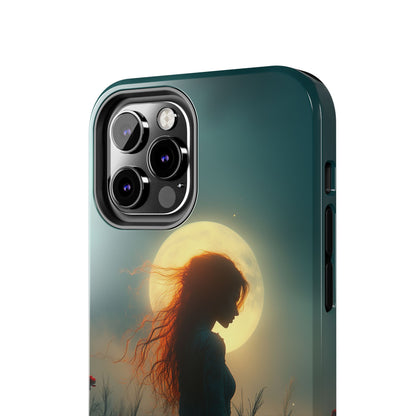 Phone Case - Mysterious Lady in Field of Wild Flowers under a glowing moon