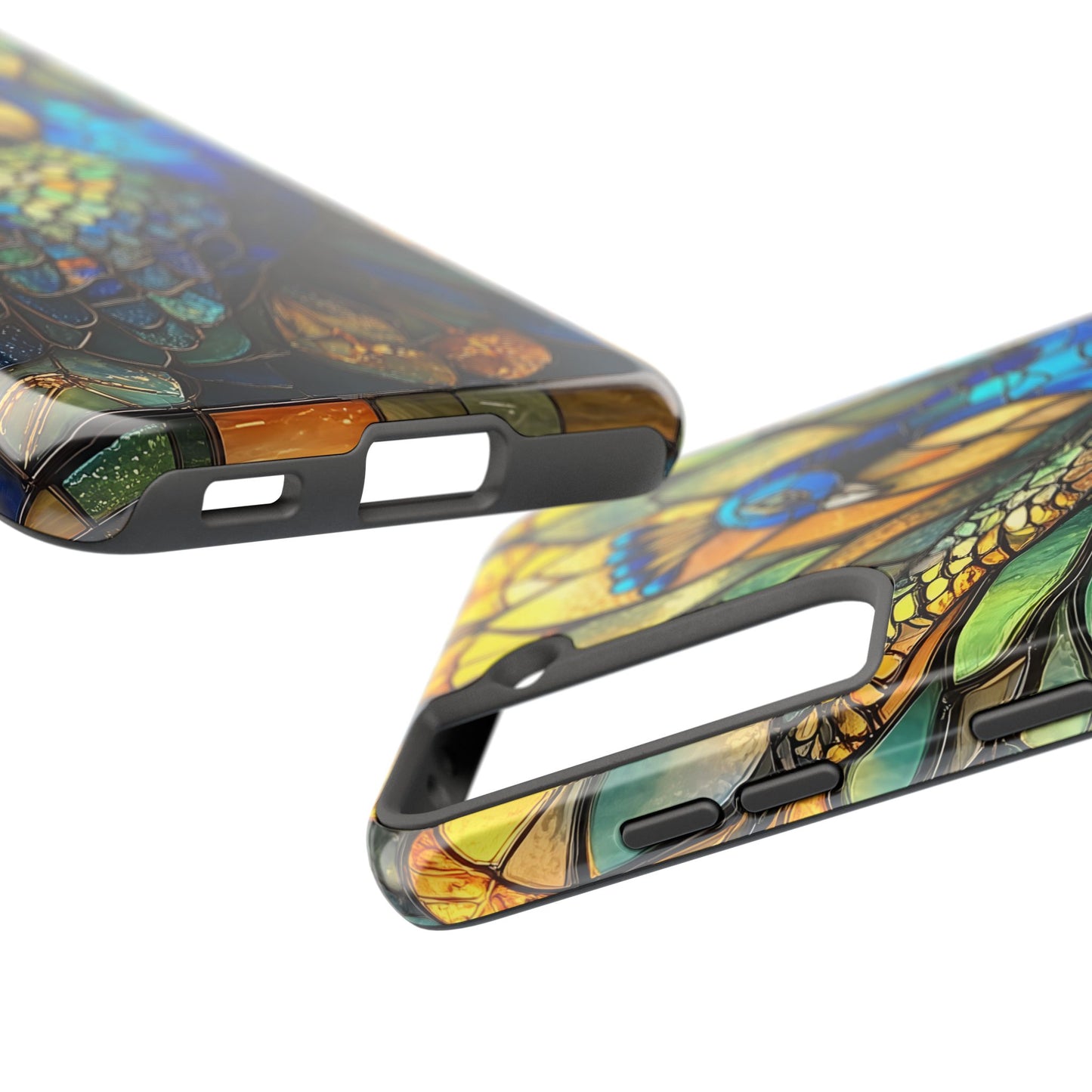 Phone Case - kaleidoscope-Inspired Stained Glass Peacock design