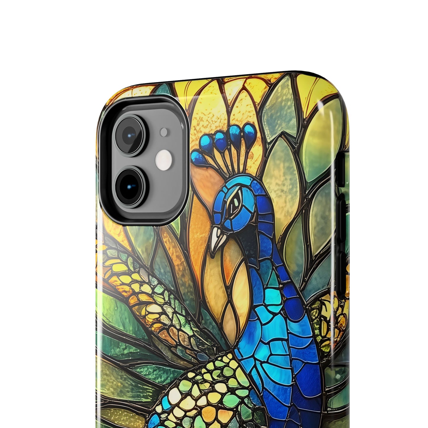 Phone Case - kaleidoscope-Inspired Stained Glass Peacock design